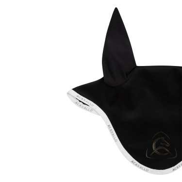 Touca anti-moscas em lycra com logotipo em silicone Acavallo Preto / branco Touca anti-moscas em lycra com logotipo em silicone Acavallo Preto / branco