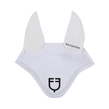 Touca anti-moscas em algodão com logotipo central New Style Equestro Branco Touca anti-moscas em algodão com logotipo central New Style Equestro Branco