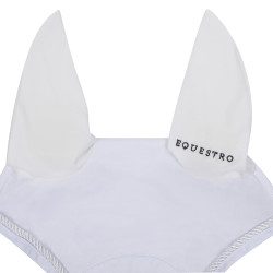 Touca anti-moscas em algodão com logotipo central New Style Equestro Branco Touca anti-moscas em algodão com logotipo central New Style Equestro Branco