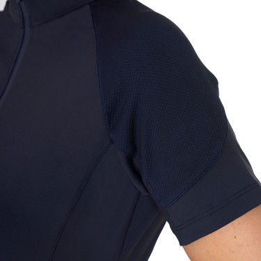 Camada base justa de manga curta feminina em tecido técnico Equestro Blazer marinho / branco Azul-marinho