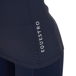 Camada base justa de manga curta feminina em tecido técnico Equestro Blazer marinho / branco Azul-marinho