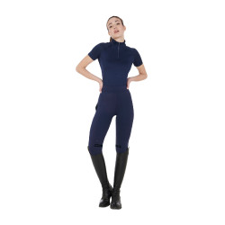 Camada base justa de manga curta feminina em tecido técnico Equestro Blazer marinho / preto Azul-marinho Camada base justa de manga curta feminina em tecido técnico Equestro Blazer marinho / preto Azul-marinho