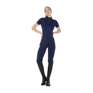 Camada base justa de manga curta feminina em tecido técnico Equestro Blazer marinho / preto Azul-marinho Camada base justa de manga curta feminina em tecido técnico Equestro Blazer marinho / preto Azul-marinho