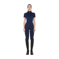 Camada base justa de manga curta feminina em tecido técnico Equestro Blazer marinho / preto Azul-marinho Camada base justa de manga curta feminina em tecido técnico Equestro Blazer marinho / preto Azul-marinho