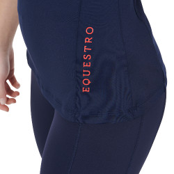Camada base justa de manga curta feminina em tecido técnico Equestro Marinho / vermelho Azul