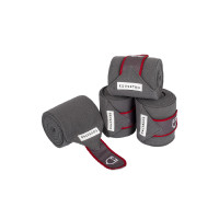 Bandagens de polo respiráveis pônei Trim em conjunto de 4 Equestro Cinza / vermelho Cinzento