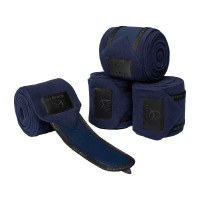 Bandagens de polo anti-pilling com fecho de velcro Acavallo, conjunto com 4 unidades Azul profundo / preto Azul-marinho