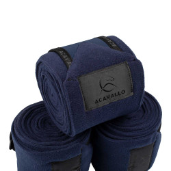 Bandagens de polo anti-pilling com fecho de velcro Acavallo, conjunto com 4 unidades Azul profundo / preto Azul-marinho Bandagens de polo anti-pilling com fecho de velcro Acavallo, conjunto com 4 unidades Azul profundo / preto Azul-marinho