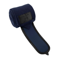 Bandagens de polo anti-pilling com fecho de velcro Acavallo, conjunto com 4 unidades Azul profundo / preto Azul-marinho