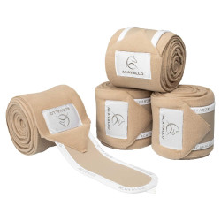 Bandagens de polo anti-pilling com fecho de velcro Acavallo, conjunto com 4 unidades Areia / branco Bege
