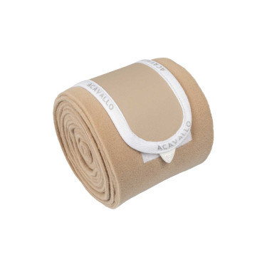 Bandagens de polo anti-pilling com fecho de velcro Acavallo, conjunto com 4 unidades Areia / branco Bege