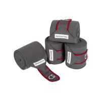 Bandagens de polo com fecho de velcro Trim em conjunto de 4 Equestro Cinza / vermelho Cinzento