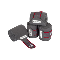 Bandagens de polo com fecho de velcro Trim em conjunto de 4 Equestro Cinza / vermelho Cinzento