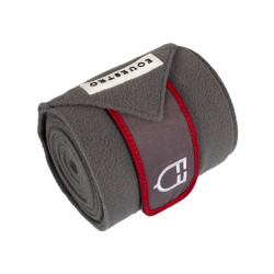 Bandagens de polo com fecho de velcro Trim em conjunto de 4 Equestro Cinza / vermelho Cinzento