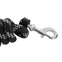 Longe Acavallo de Nylon Trançado com Ponta de Couro Preto Longe Acavallo de Nylon Trançado com Ponta de Couro Preto