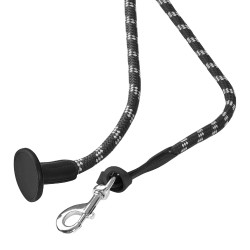 Longe Acavallo de Nylon Trançado com Ponta de Couro Preto