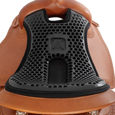 Capa de sela Acavallo Ortho-Coccyx Western Gel Hexagonal Dri-Lex 20mm Preto