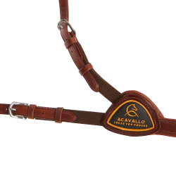 Peitoral martingale Acavallo em couro de 5 pontos Conhaque Castanho
