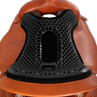 Capa de selim Acavallo Ortho-Pubis Western Gel hexagonal 20 mm Drylex Preto