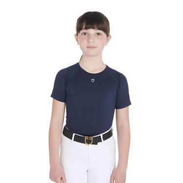Camiseta técnica de treino infantil Equestro Marinho Azul-marinho