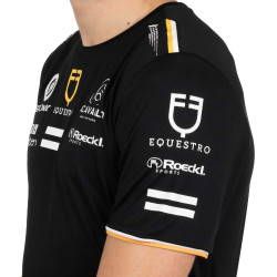Camiseta de treino masculina GP em tecido técnico com multi-logotipo Equestro Preto