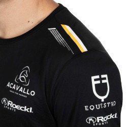 Camiseta de treino masculina GP em tecido técnico com multi-logotipo Equestro Preto