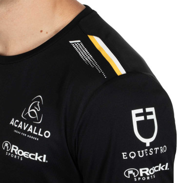 Camiseta de treino masculina GP em tecido técnico com multi-logotipo Equestro Preto