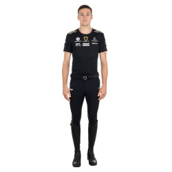 Camiseta de treino masculina GP em tecido técnico com multi-logotipo Equestro Preto