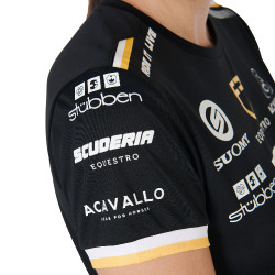 Camiseta de treino feminina GP em tecido técnico com multi-logotipo Equestro Preto