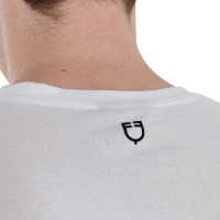 Camiseta ajustada com logotipo no peito masculino Equestro Branco Camiseta ajustada com logotipo no peito masculino Equestro Branco