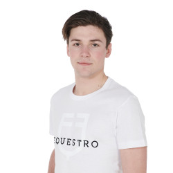 Camiseta ajustada com logotipo no peito masculino Equestro Branco