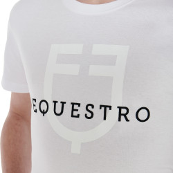 Camiseta ajustada com logotipo no peito masculino Equestro Branco