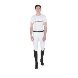 Camiseta ajustada com logotipo no peito masculino Equestro Branco