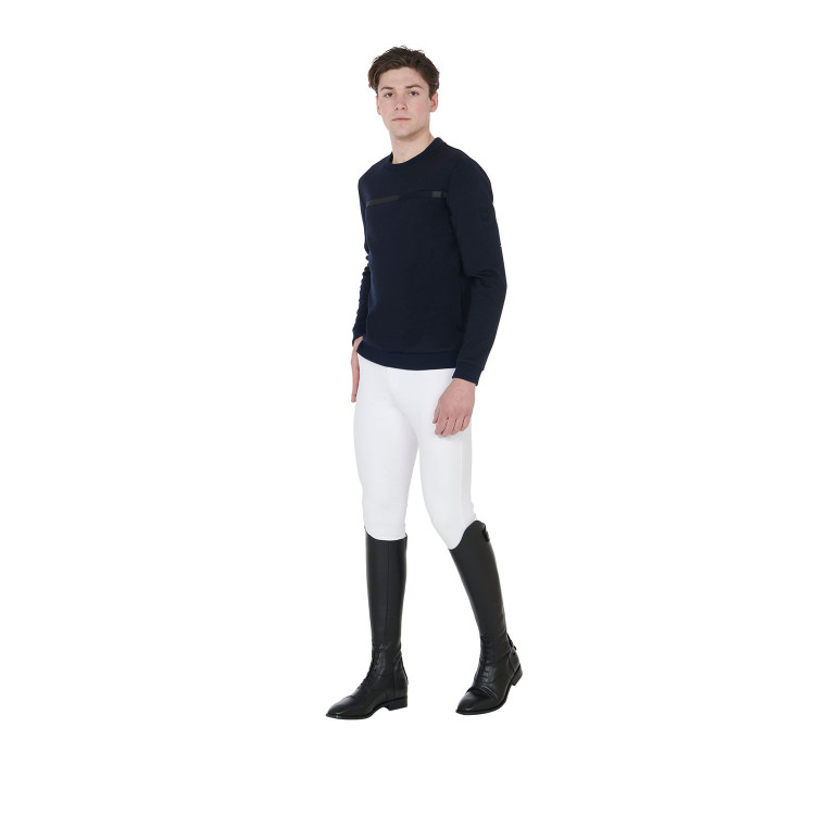 Suéter em interlock masculino com gola redonda Equestro Suéter em interlock masculino com gola redonda Equestro