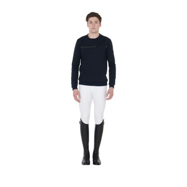 Suéter em interlock masculino com gola redonda Equestro Suéter em interlock masculino com gola redonda Equestro