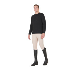 Suéter de inverno masculino com gola redonda de algodão Equestro Preto Suéter de inverno masculino com gola redonda de algodão Equestro Preto