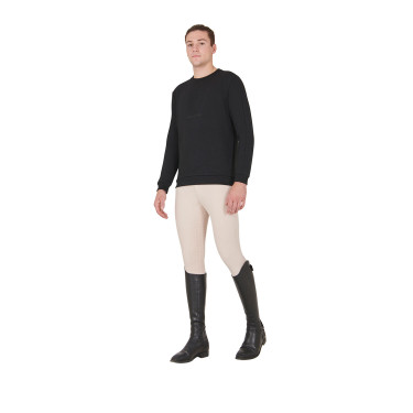 Suéter de inverno masculino com gola redonda de algodão Equestro Preto Suéter de inverno masculino com gola redonda de algodão Equestro Preto