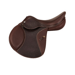 Sela de salto KC Race 2.6 Professional com armação em carbono e kevlar Acavallo Castanho escuro Sela de salto KC Race 2.6 Professional com armação em carbono e kevlar Acavallo Castanho escuro