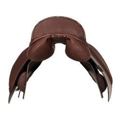 Sela mista Bernini com painéis em lã Acavallo Castanho escuro