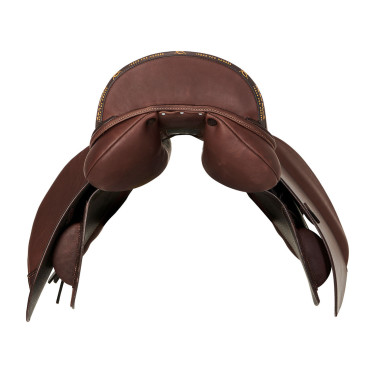 Sela mista Bernini com painéis em lã Acavallo Castanho escuro