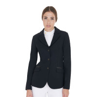 Casaco de competição feminino em tecido técnico elástico Equestro Preto