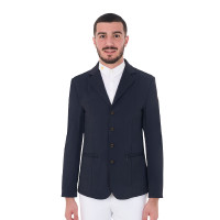 Casaco de competição masculino com logotipo bordado contrastante Equestro Preto Casaco de competição masculino com logotipo bordado contrastante Equestro Preto