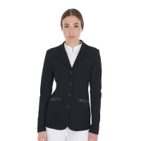 Casaco de competição perfurado feminino 4 botões Equestro Preto Casaco de competição perfurado feminino 4 botões Equestro Preto