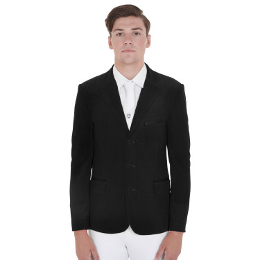 Casaco de competição perfurado masculino 3 botões Equestro Preto