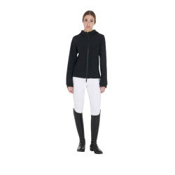 Casaco softshell ajustado feminino com bolsos ocultos Equestro Preto Casaco softshell ajustado feminino com bolsos ocultos Equestro Preto