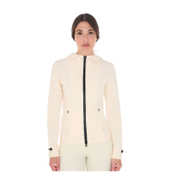 Casaco softshell ajustado com fecho corta-vento feminino Equestro Branco antigo Bege