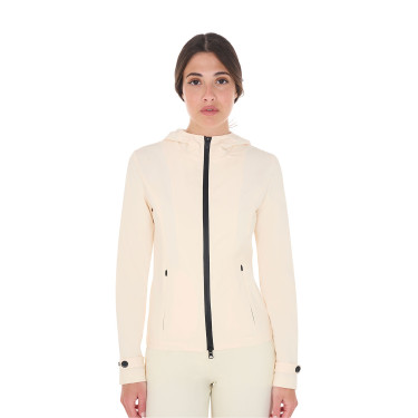 Casaco softshell ajustado com fecho corta-vento feminino Equestro Branco antigo Bege