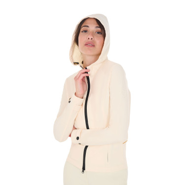 Casaco softshell ajustado com fecho corta-vento feminino Equestro Branco antigo Bege