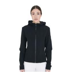 Casaco softshell ajustado com fecho corta-vento feminino Equestro Preto