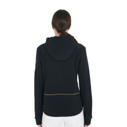 Casaco softshell ajustado com fecho corta-vento feminino Equestro Preto